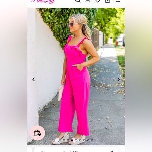 Pink ruffle jumpsuit from local boutique! Brand new with tags and never worn!